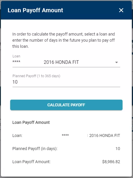 Loan payoff amount calculated